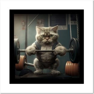 Cat fitness at gym sport bodybuilding lover Posters and Art